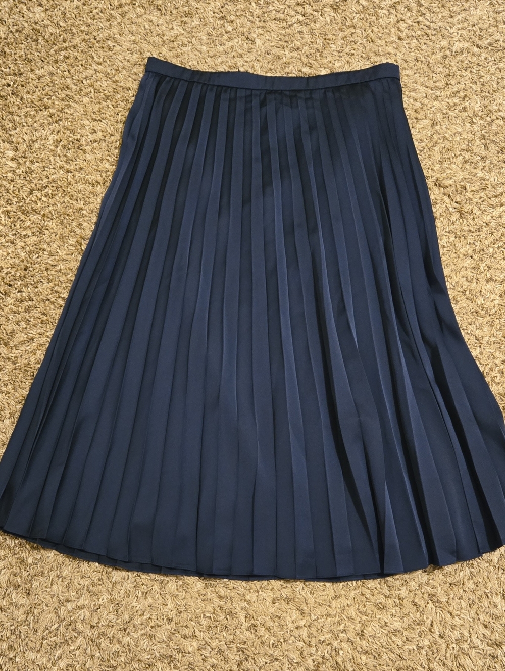 J. Crew Navy Pleated A-Line Midi Skirt